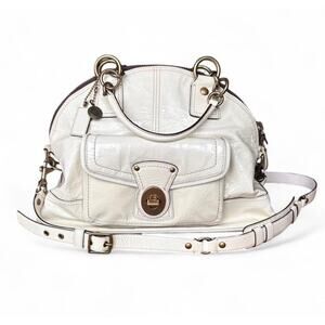 Y2K Coach Legacy Francine Ivory Patent Satchel Shoulder Bag Purse W/ Dust Bag